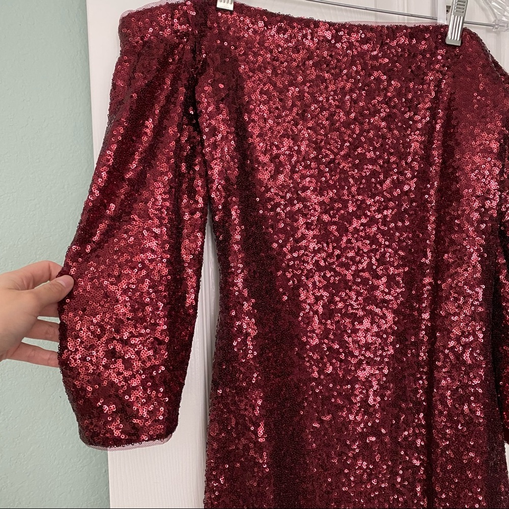 Revelry Cabernet Red sequin long sleeve dress